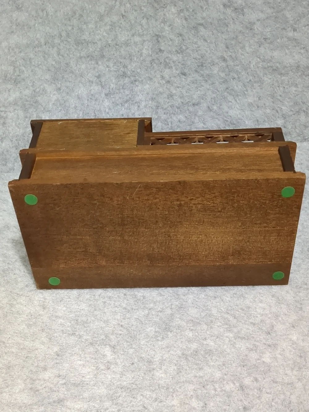 Vintage Wooden Jewelry Box Desk Organizer Roll-Top Velvet Storage Drawer